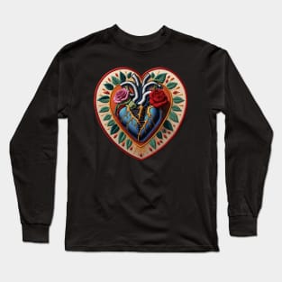 Bio Bursting Heart Embroidered Patch Long Sleeve T-Shirt